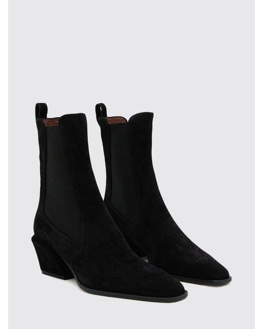 Paris Texas Black Bettina Suede Western Chelsea Boots With Mid Flared Heel