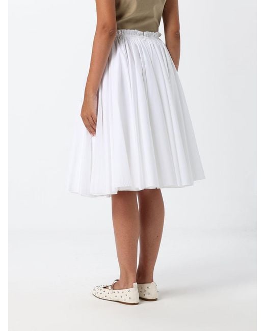 AMI White High-Waisted Pleated Cotton Mini Skirt