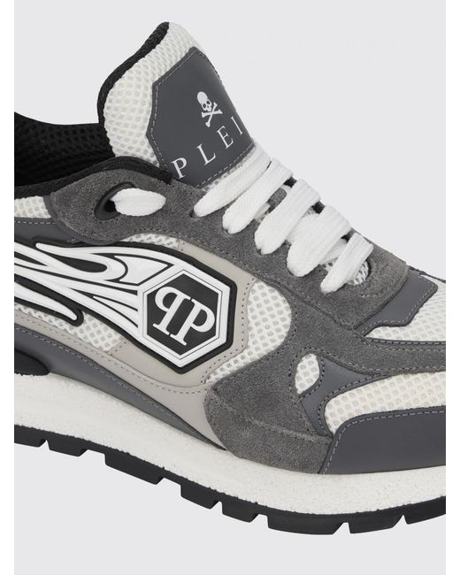 Philipp Plein White Leather And Mesh Sneakers for men