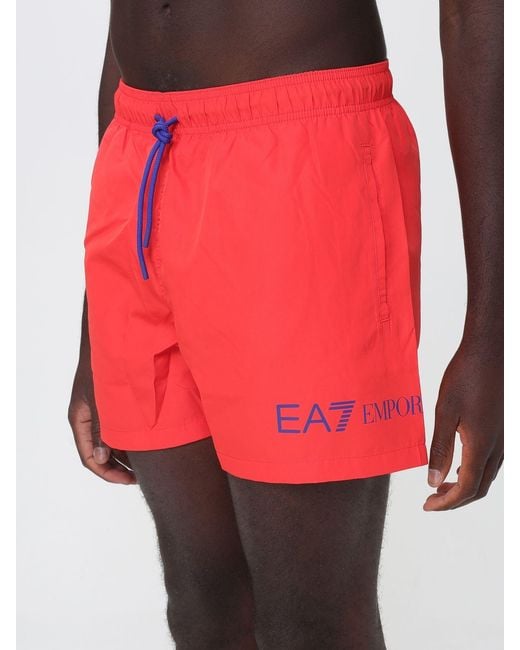 EA7 Red Polyester Swimsuit for men