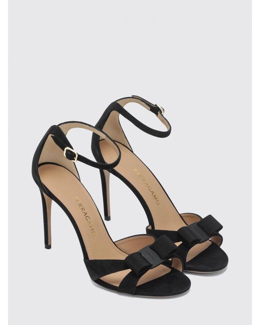 Ferragamo White Suede Sandal With Vara Bow