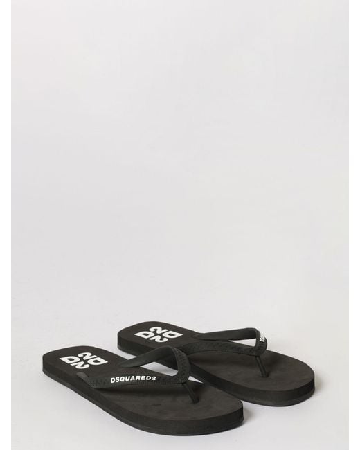 DSquared² Black Rubber Flip Flops for men