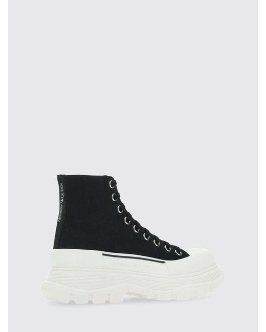McQueen White Tread Slick Cotton Canvas Sneakers