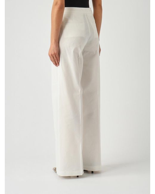 Pinko White Linen Blend Palazzo Trousers