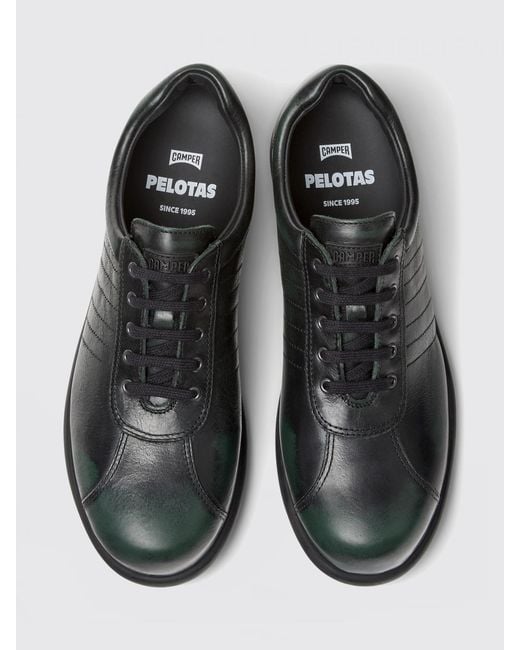 Camper Black Pelotas Aged Vegetable-Tanned Leather Sneakers