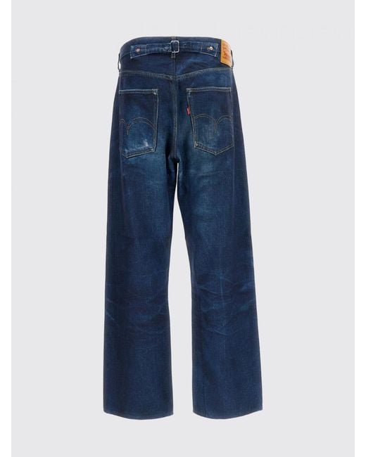 Levi's Blue Straight Fit Linen Blend Denim Jeans for men