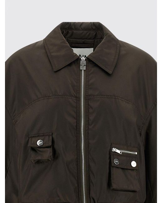 Ganni Black Technical Fabric Bomber Jacket