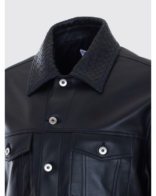 Bottega Veneta Black Leather Shirt Jacket for men