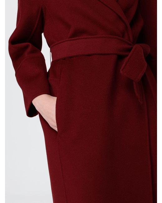 Max Mara Red Virgin Wool Wrap Coat