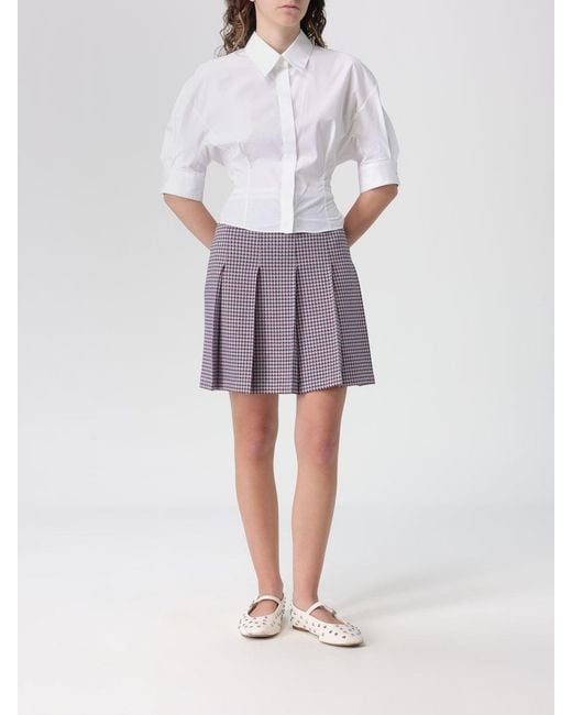 Marni Purple Pleated Viscose Blend Skirt With Logo