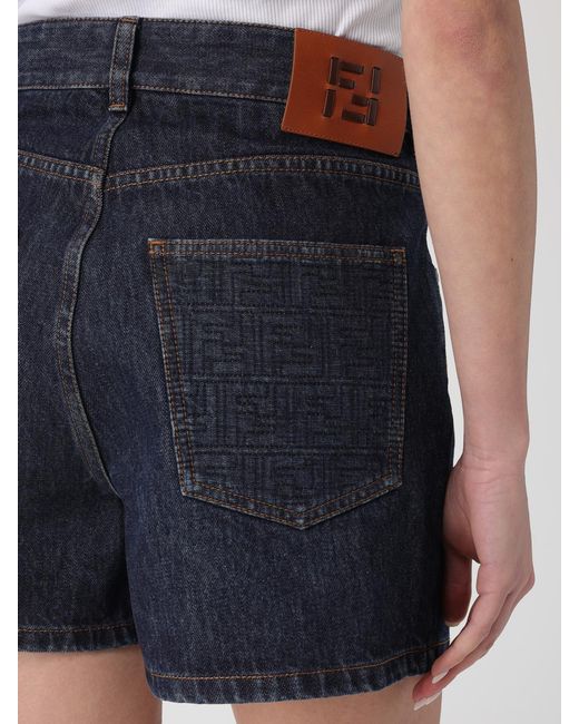Fendi Blue Cotton Denim Shorts