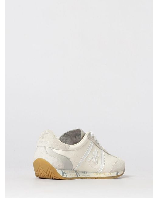 Premiata White Jackyx Leather And Suede Bicolor Sneakers