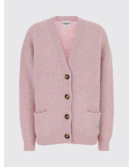 Isabel Marant Pink Alpaca Wool Cardigan With Logo