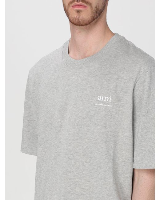 T-shirt in cotone con logo di AMI in Gray da Uomo