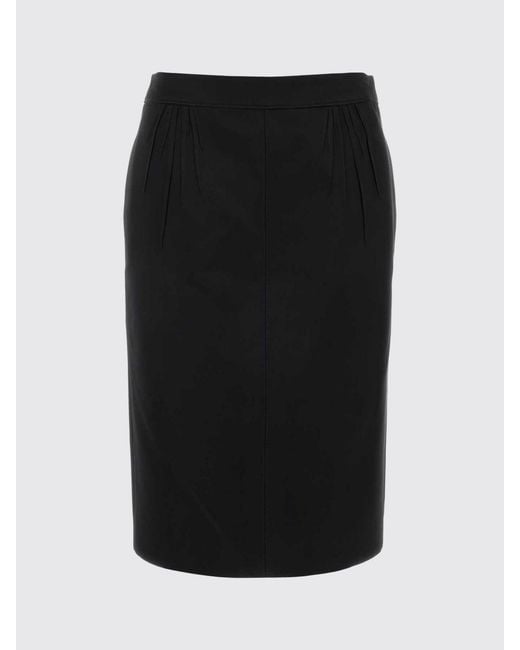 Saint Laurent Black High-Waisted Viscose Pencil Mini Skirt With Ysl Monogram