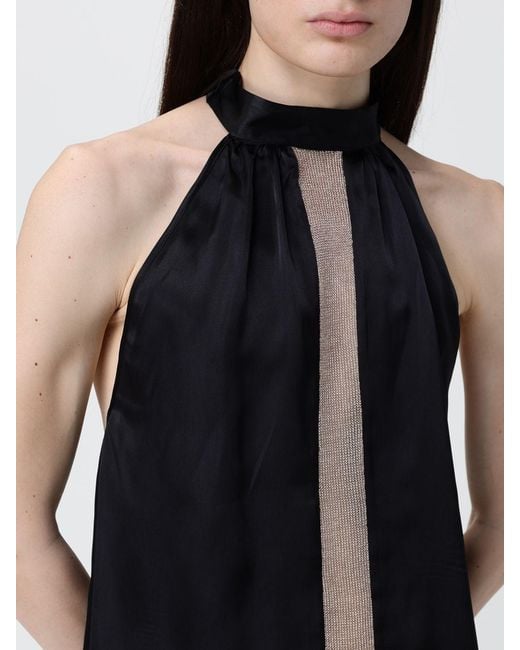 SIMONA CORSELLINI Blue Satin And Rhinestone Top