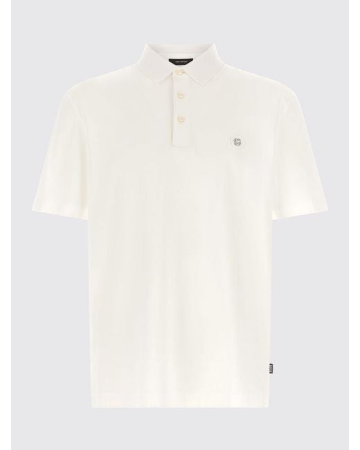 Boss White Cotton Polo Shirt With Ribbed Collar And Applied Logo for men