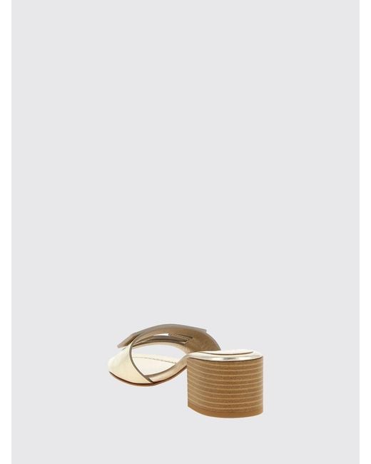 Fendi Natural Laminated Leather Baguette Mules