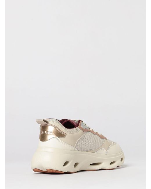 Pinko Natural Leather And Mesh Sneakers