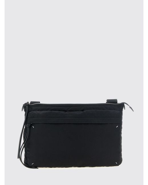 Maison Margiela Black Zip Line Nylon Crossbody Bag With External Pocket for men