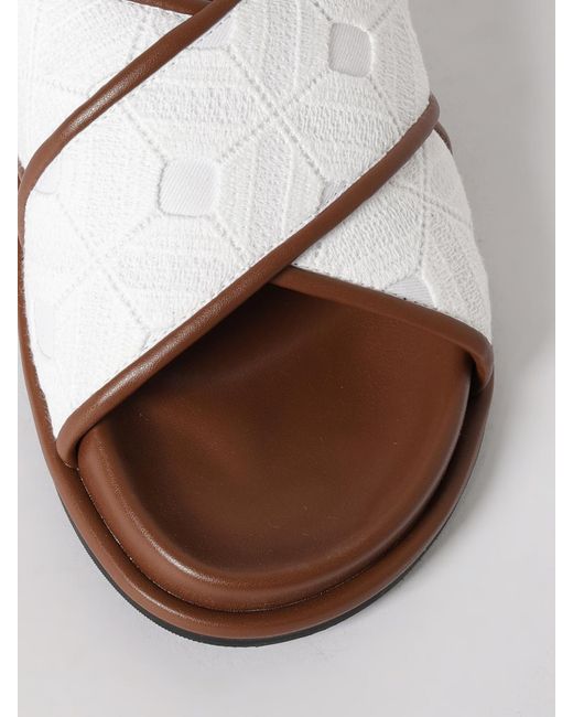 Max Mara Brown Canvas And Leather Sandals