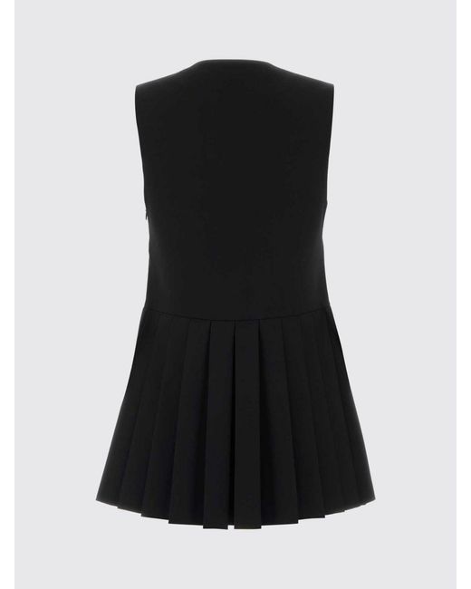 Jil Sander Black Pleated Virgin Wool Top