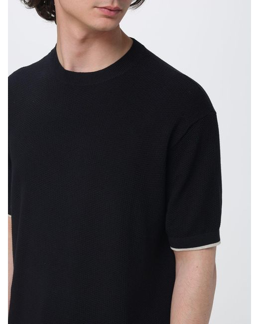 Emporio Armani Black Cotton Crew Neck Knit for men