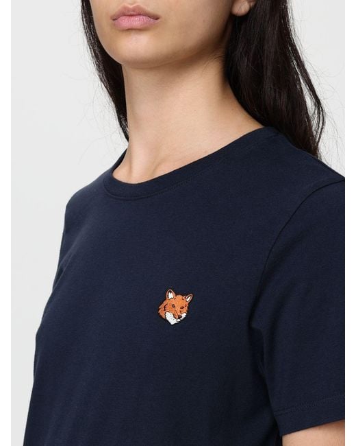 Maison Kitsuné Blue Maison Kitsun&Eacute Cotton T-Shirt With Logo