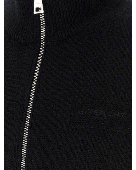 Givenchy Blue Zip-Up Turtleneck Cardigan for men