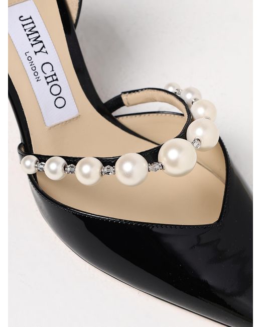Jimmy Choo Black Aurelie Patent Leather Pumps With Pearls