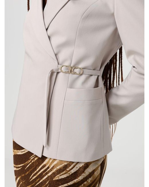 Just Cavalli Natural Polyester Blazer With Ribbon