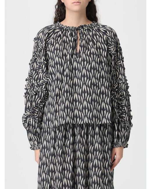 Ulla Johnson Gray Bedruckte Baumwollbluse