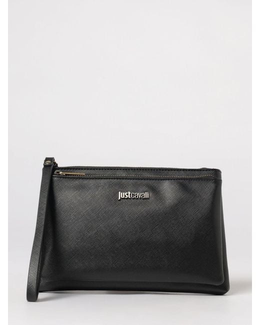 Just Cavalli Black Saffiano Faux Leather Pouch for men