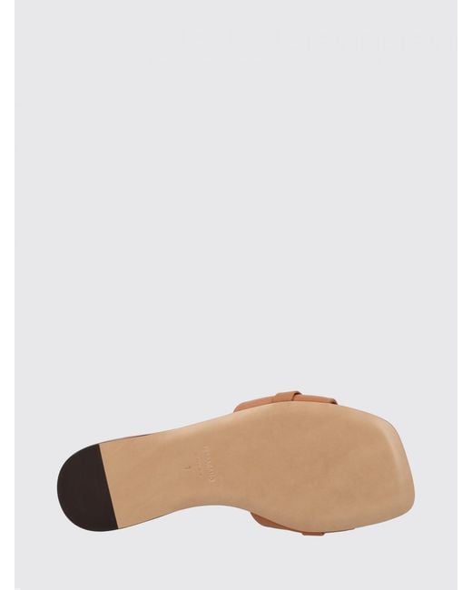 Ferragamo Brown Gancini Smooth Flat Slide Sandals With Open Square Toe And Logo