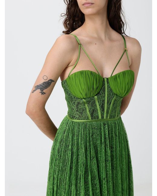 Elisabetta Franchi Green Lace Midi Dress