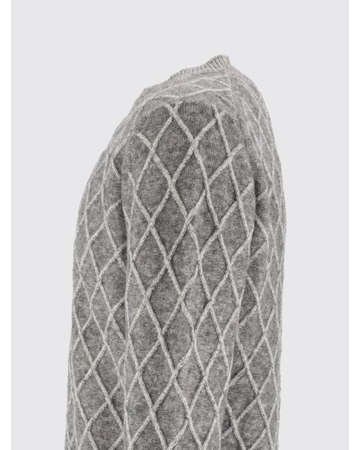 Ballantyne Gray Diamond-Pattern Wool-Blend Crewneck Jumper for men