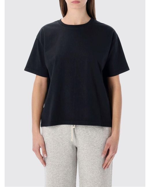 American Vintage Black Short-Sleeve Cotton T-Shirt With Dropped Shoulders