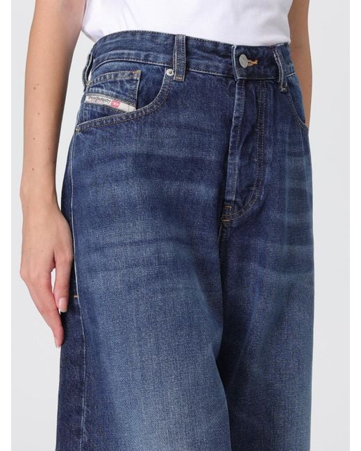 DIESEL Blue 5-Pocket Wide Leg Jeans