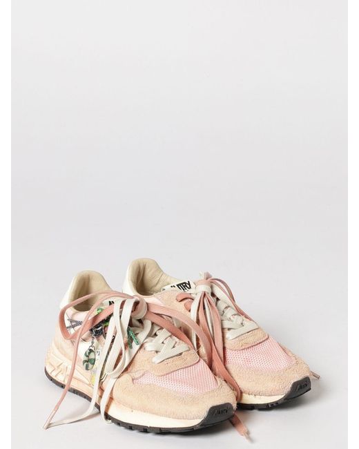 Autry Pink Reelwind Super Vintage Suede And Used Nylon Sneakers