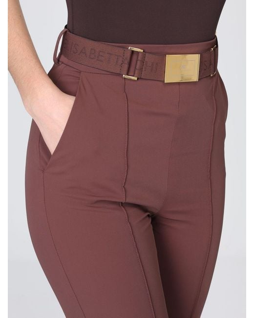 Elisabetta Franchi Red Cropped Crêpe Trousers