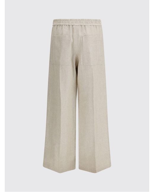 Brunello Cucinelli Natural Linen And Cotton Palazzo Trousers