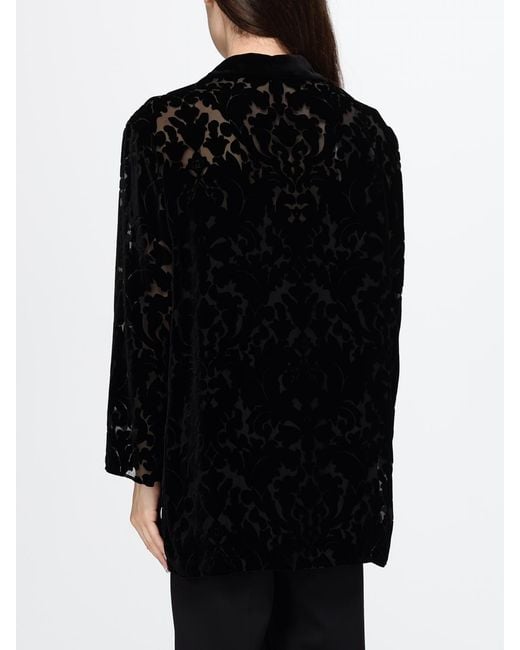 Gucci Black Silk Blend Shirt With Classic Collar And Concealed Placket