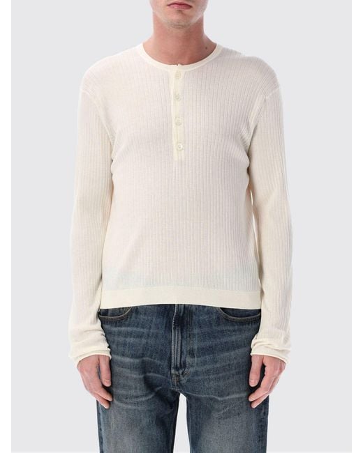 Our Legacy White Ribbed Cotton Crewneck Pullover for men