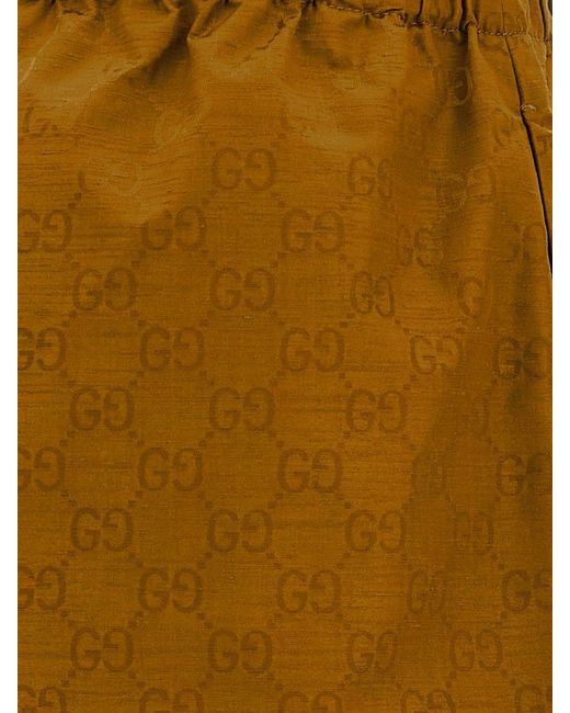 Gucci Orange Gg Nylon Mini Skirt With Drawstring