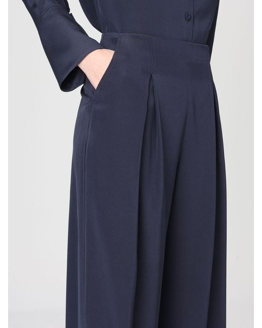 Max Mara Pure Blue Pure Stretch Silk Palazzo Trousers Max Mara