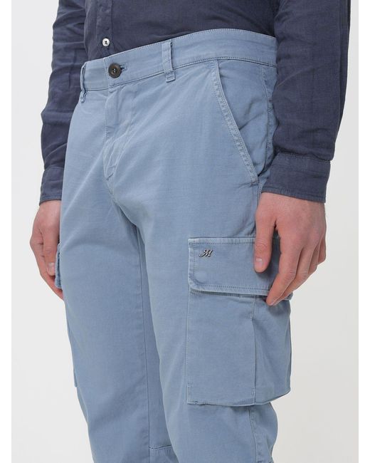 Mason's Blue Stretch Cotton Cargo Trousers for men