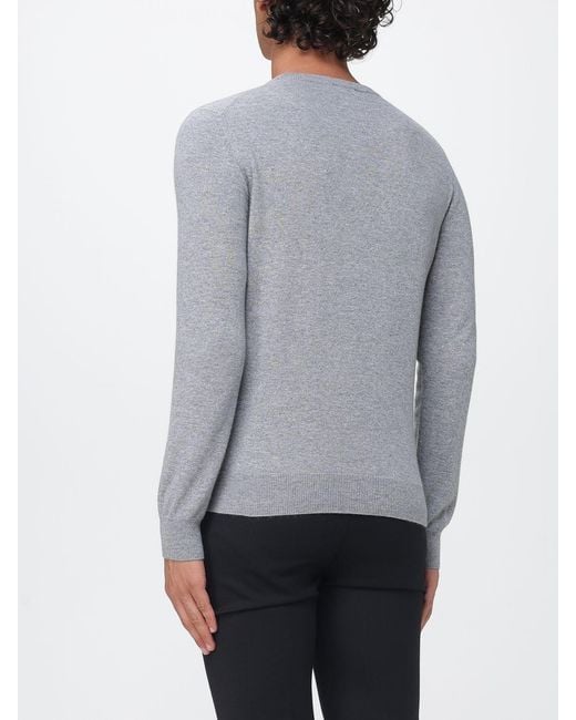Malo Gray Pure Cashmere Crewneck Jumper With Ribbed Trims for men