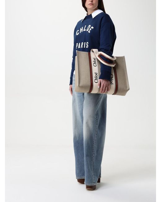 Chloé Blue ChloÉ Crewneck Sweatshirt With Logo
