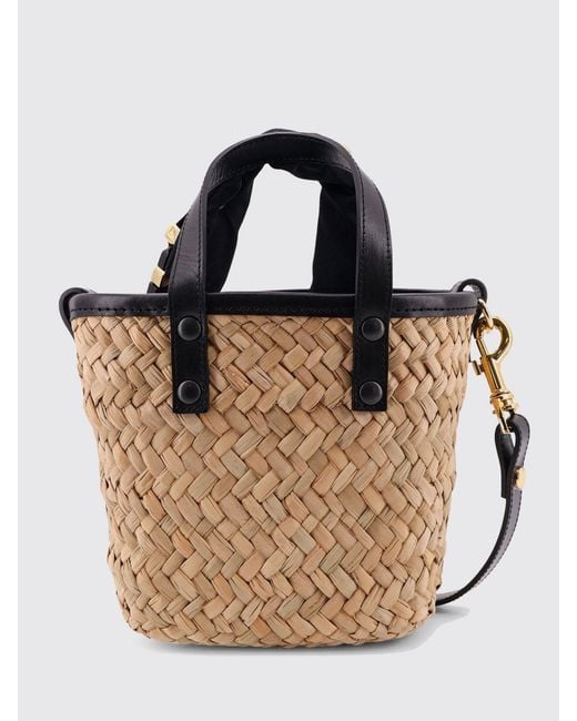 Sacai Natural Woven Raffia And Leather Bag