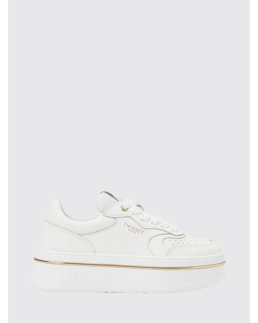 Twinset White Flatform Leather Sneakers